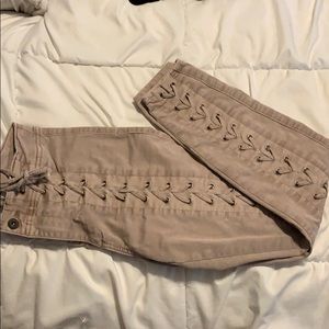 Lace up rose khakis